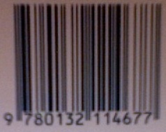 Barcode photo, somewhat blurry and dim.