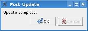 Screenshot of a dialog box displaying the words “update complete”.